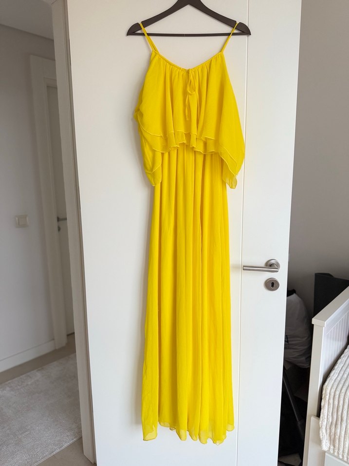 Sarı Straplez elbise - Görsel 2