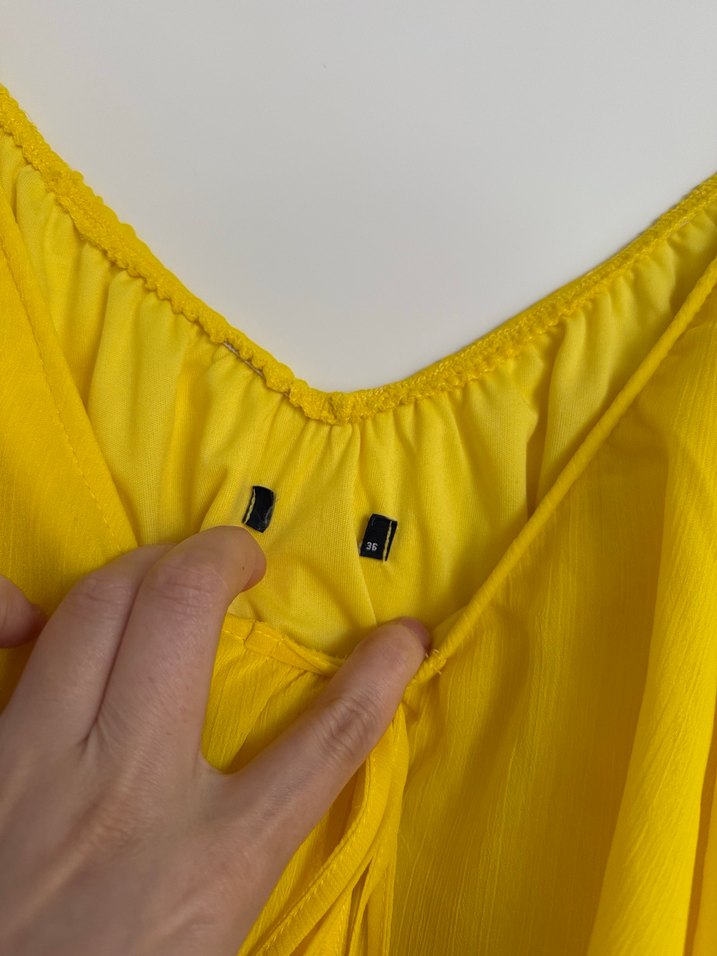 Sarı Straplez elbise - Görsel 3