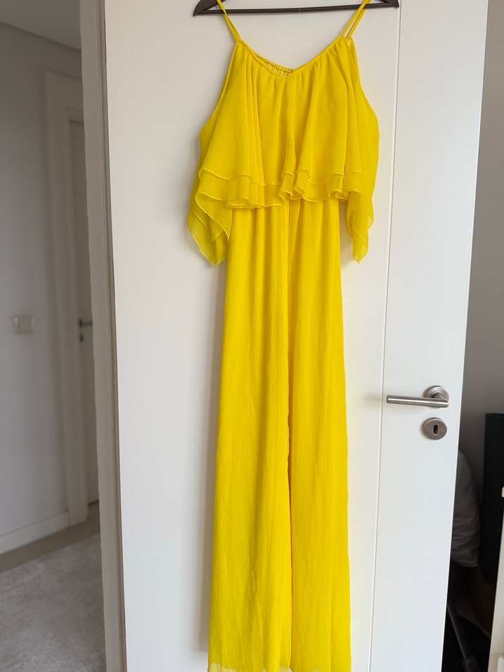 Sarı Straplez elbise - Görsel 5