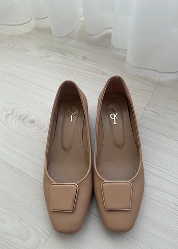 Bej Tokalı Kadın Topuklu Babet - Görsel 5