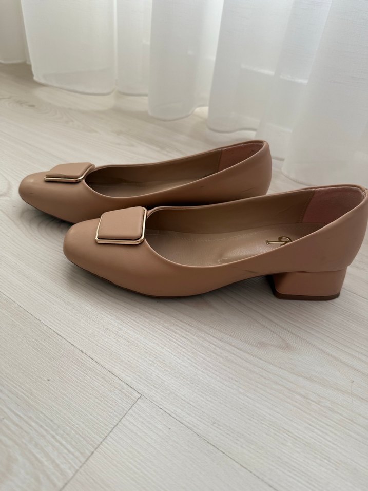 Bej Tokalı Kadın Topuklu Babet - Görsel 4