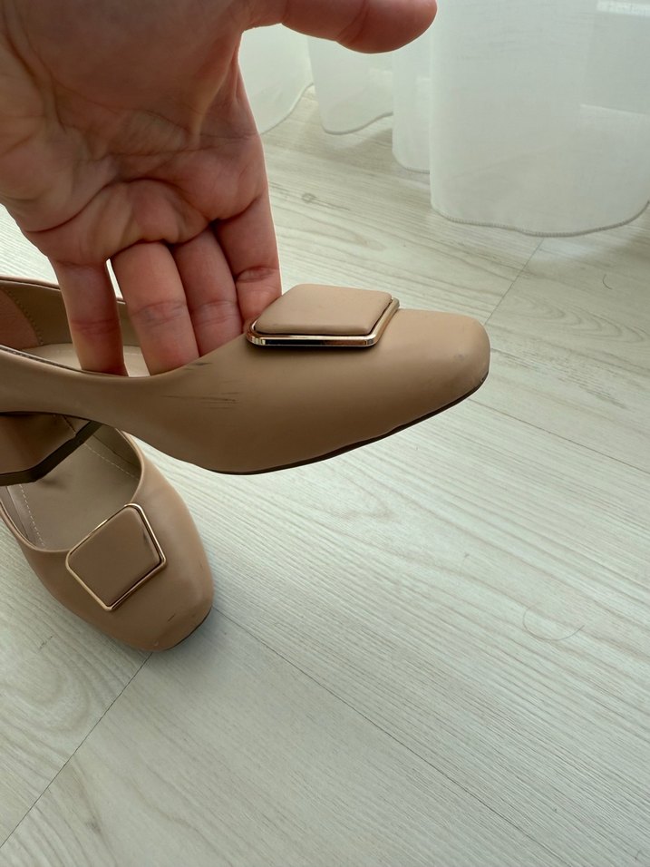 Bej Tokalı Kadın Topuklu Babet - Görsel 3