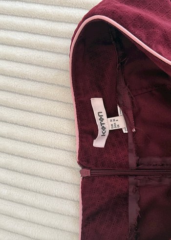 Bordo koton mini etek - Görsel 5