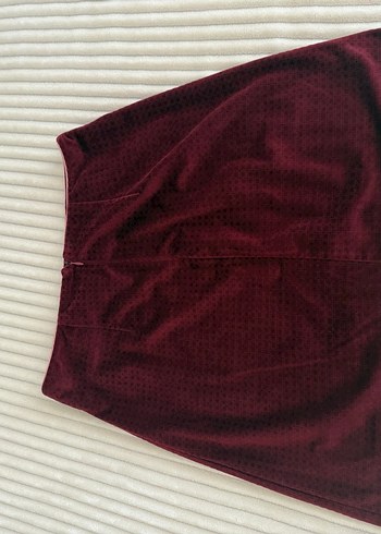 Bordo koton mini etek - Görsel 6