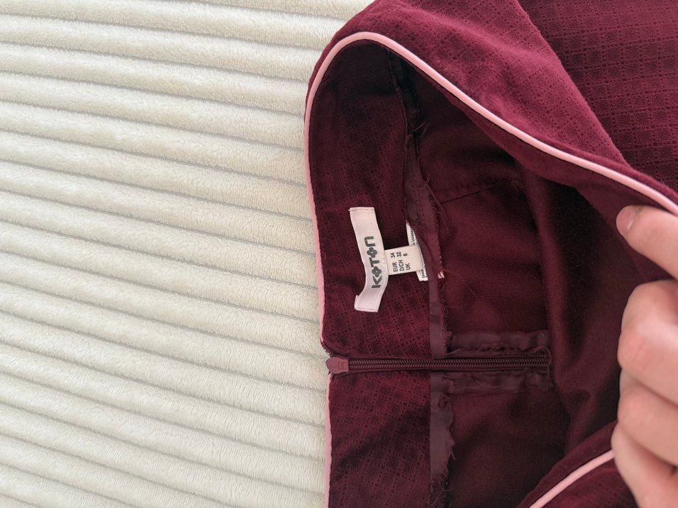 Bordo koton mini etek - Görsel 5