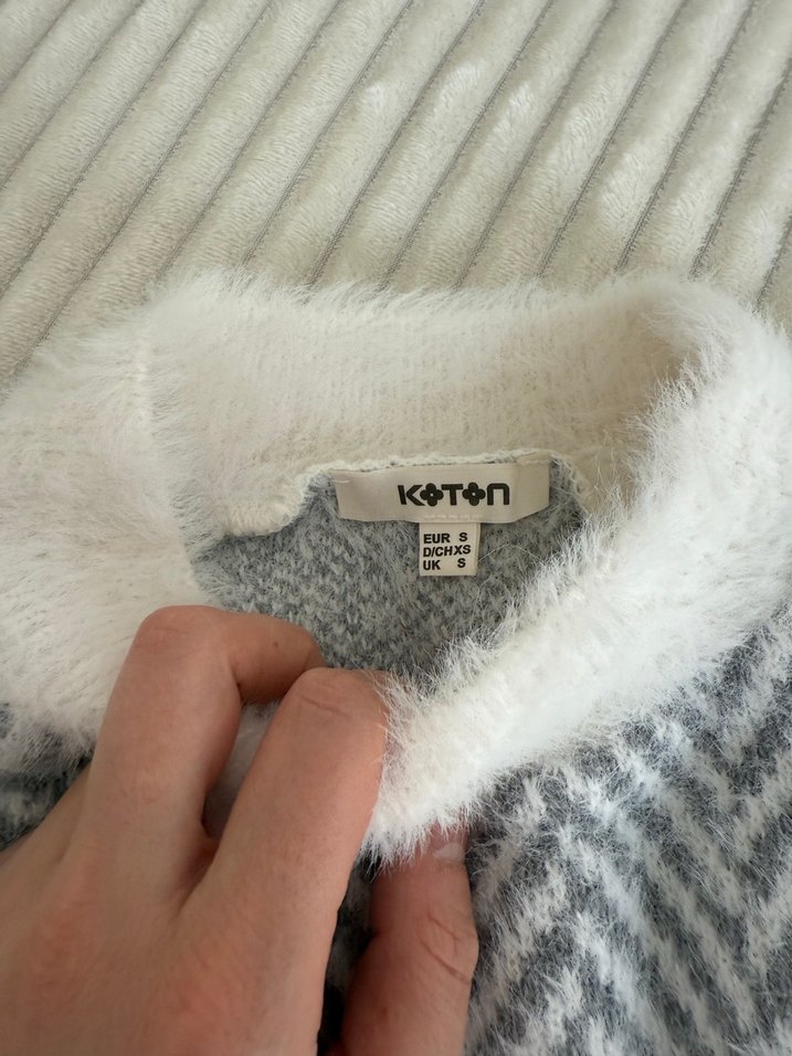 Gri Yüksek Yakalı Örgü Kadın Kazak - Görsel 4