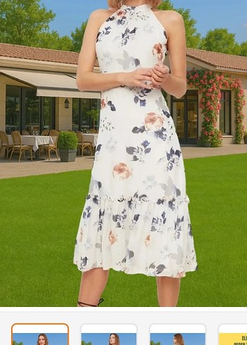 Çiçek Desenli Midi Elbise - Görsel 6