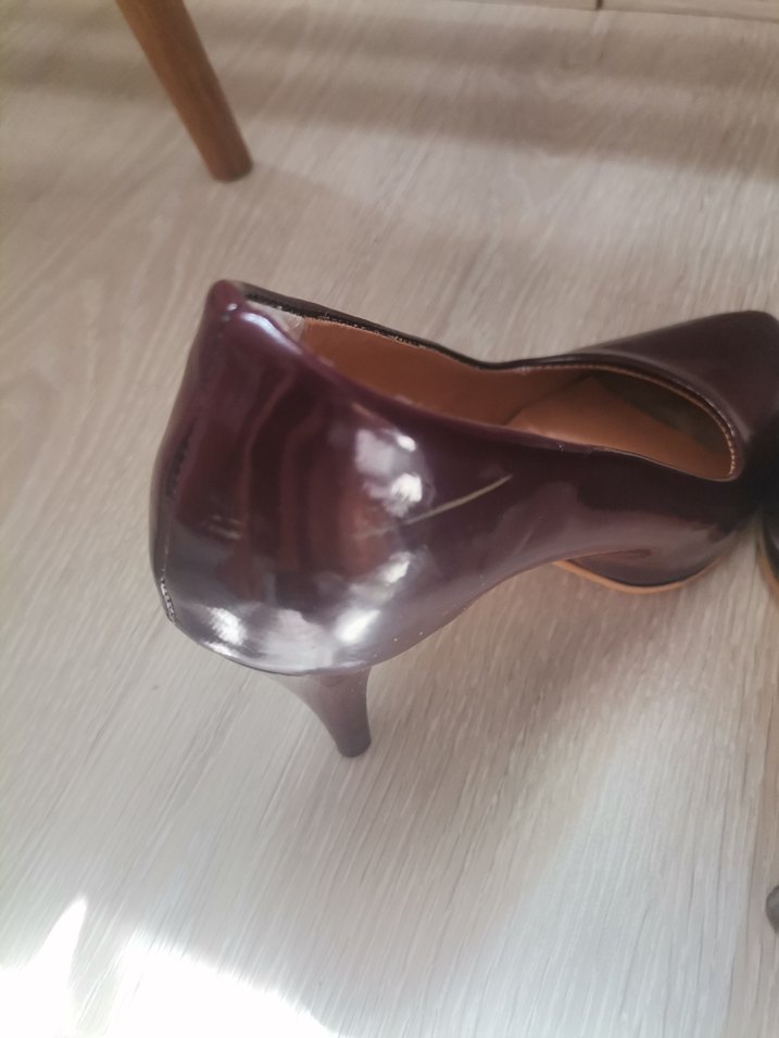 Rugan bordo topuklu ayakkabı - Görsel 4