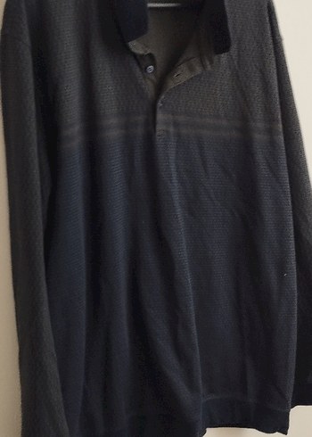 Erkek Gri Düğmeli Polo Yaka Sweatshirt