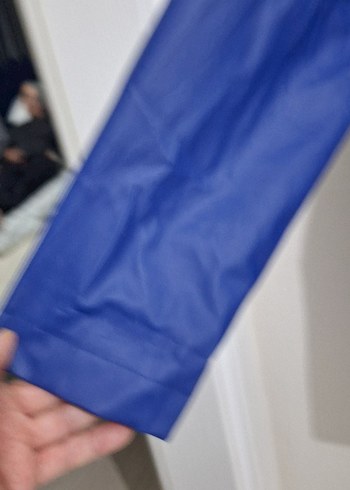 Mavi Midi Kadın Yağmurluk, Bel Detaylı - Görsel 5