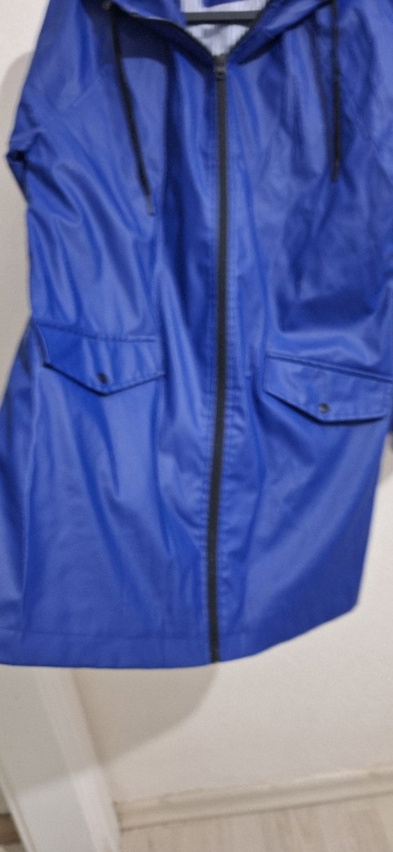 Mavi Midi Kadın Yağmurluk, Bel Detaylı - Görsel 4