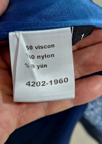 38 Beden mavi Renk Kürk Detaylı Mavi Midi Yün Kaban