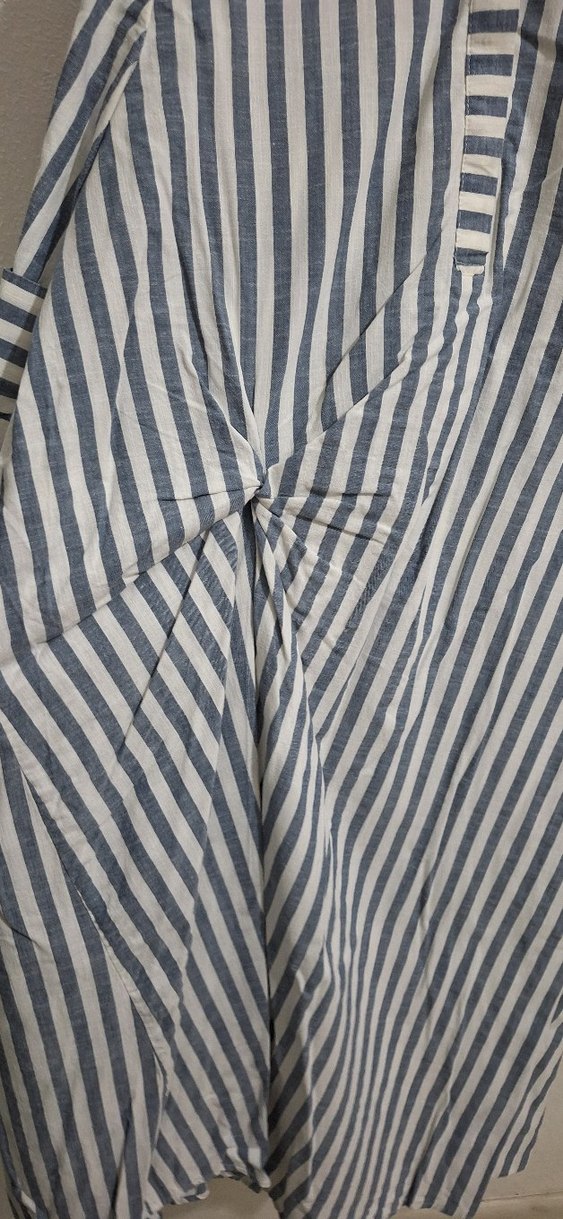 Gri Çizgili Pamuklu Hamile Midi Elbise - Görsel 4