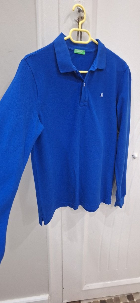 Erkek Mavi Uzun Kollu Polo Tişört - Görsel 5