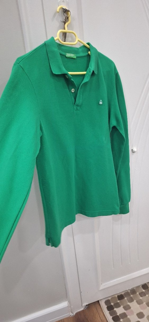 Yeşil Uzun Kollu Polo Tişört - Görsel 5