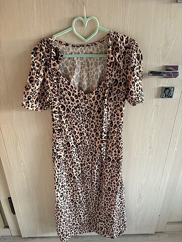38 Beden Milla leopar desenli elbise