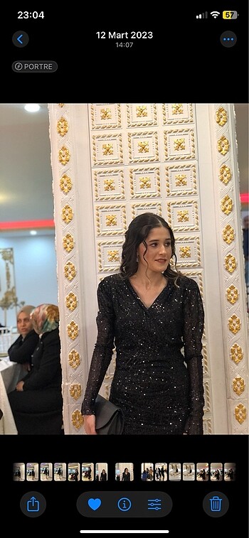 34 Beden siyah Renk Payetli Abiye Elbise