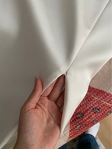 Beyaz Saten Elbise - Görsel 8