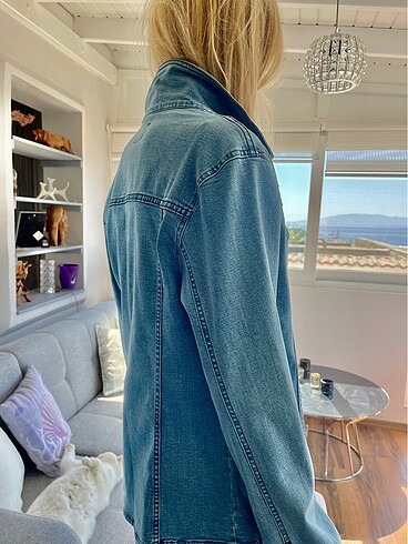 l Beden mavi Renk Red Apple Taşlı Jean Kot Ceket