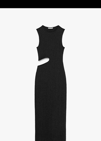 Zara Siyah Uzun Elbise Yan Yırtmaçlı