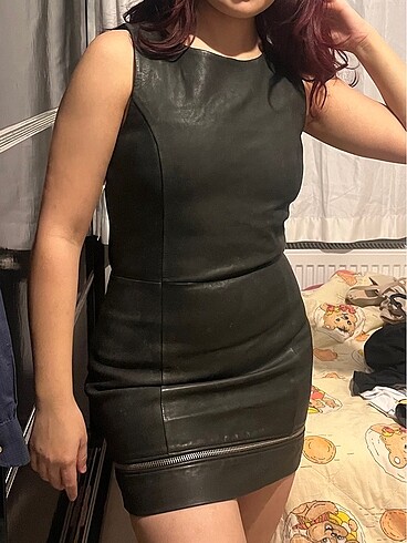 allsaints deri elbise xs
