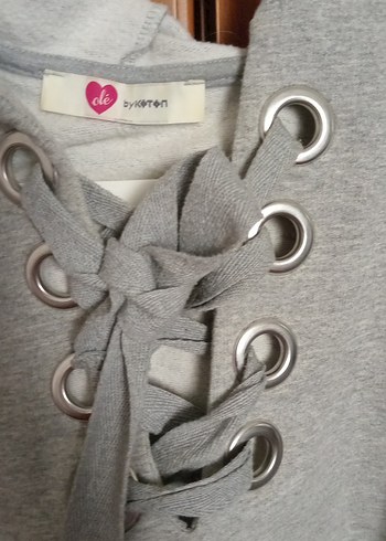 Koton Gri Bağcıklı Kadın Sweatshirt M beden koton