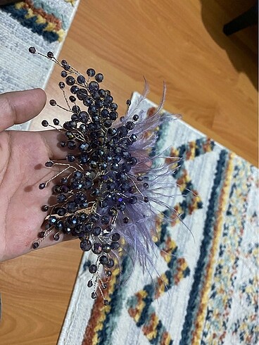 Taşlı tüylü nişan tacı - Görsel 3