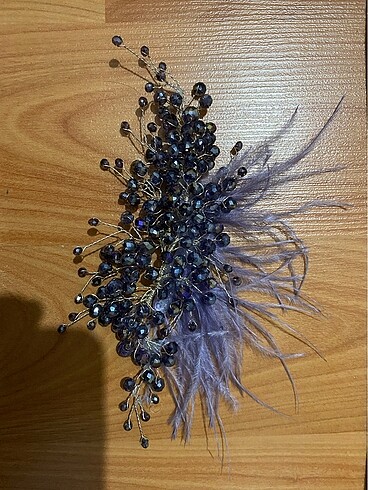 Taşlı tüylü nişan tacı - Görsel 2