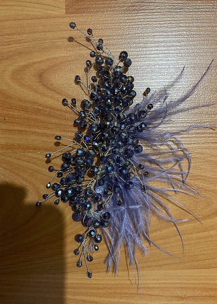 Taşlı tüylü nişan tacı - Görsel 2