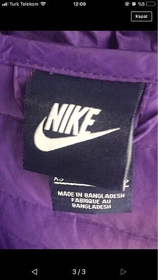 xs Beden Nike kaz tüyü yepyeni mont