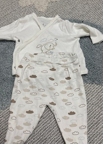 Bebek Erkek Beyaz Pamuklu 2'li Takım