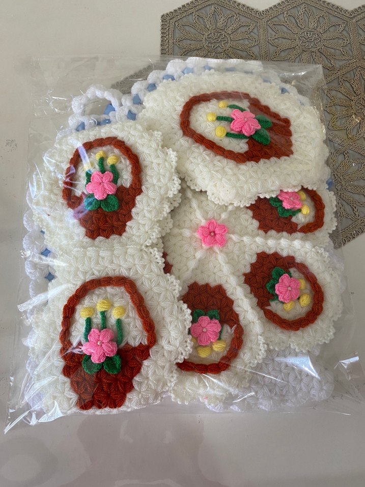 El Örgüsü Çiçekli Sepet Motifli Çeyizlik Lif - Görsel 3