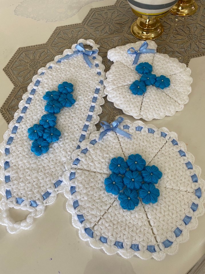 Çiçekli Kurdeleli Bohçalık Lif Takımı - Görsel 2