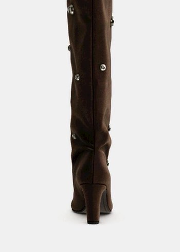 Zara Zara kadife efektli çıtçıtlı çizme