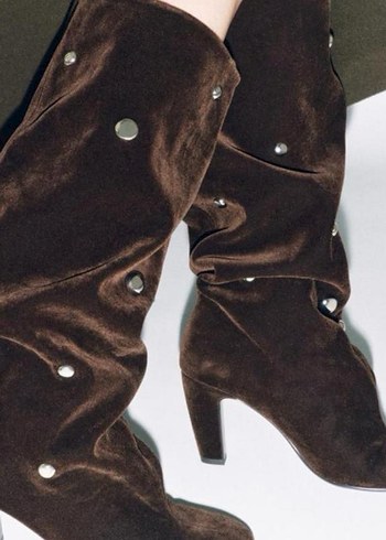 40 Beden Zara kadife efektli çıtçıtlı çizme