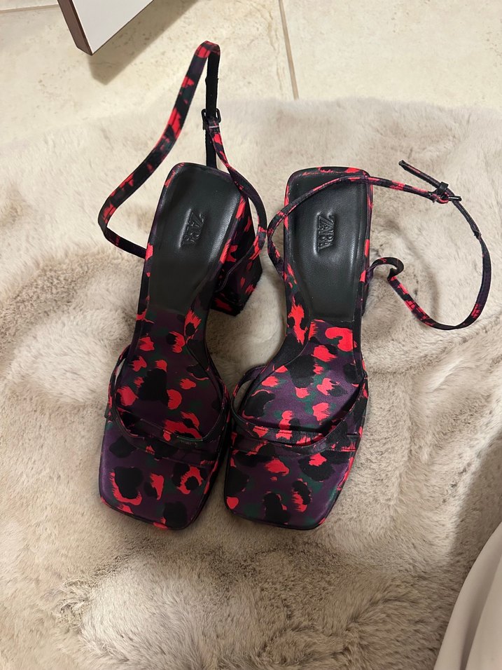 Kadın Çok Renkli Bağcıklı Platform Topuklu Sandalet - Görsel 2