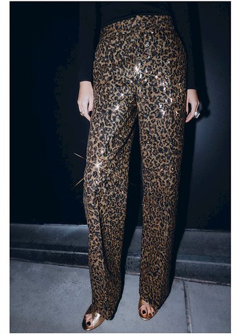 Zara hayvan desenli pullu straight pantolon - Görsel 2