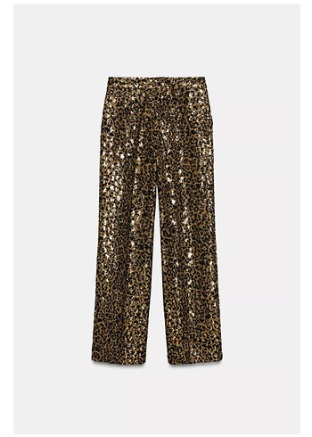 Zara hayvan desenli pullu straight pantolon - Görsel 7