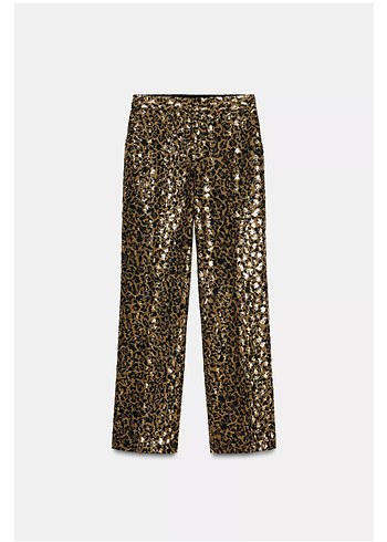 Zara hayvan desenli pullu straight pantolon - Görsel 6