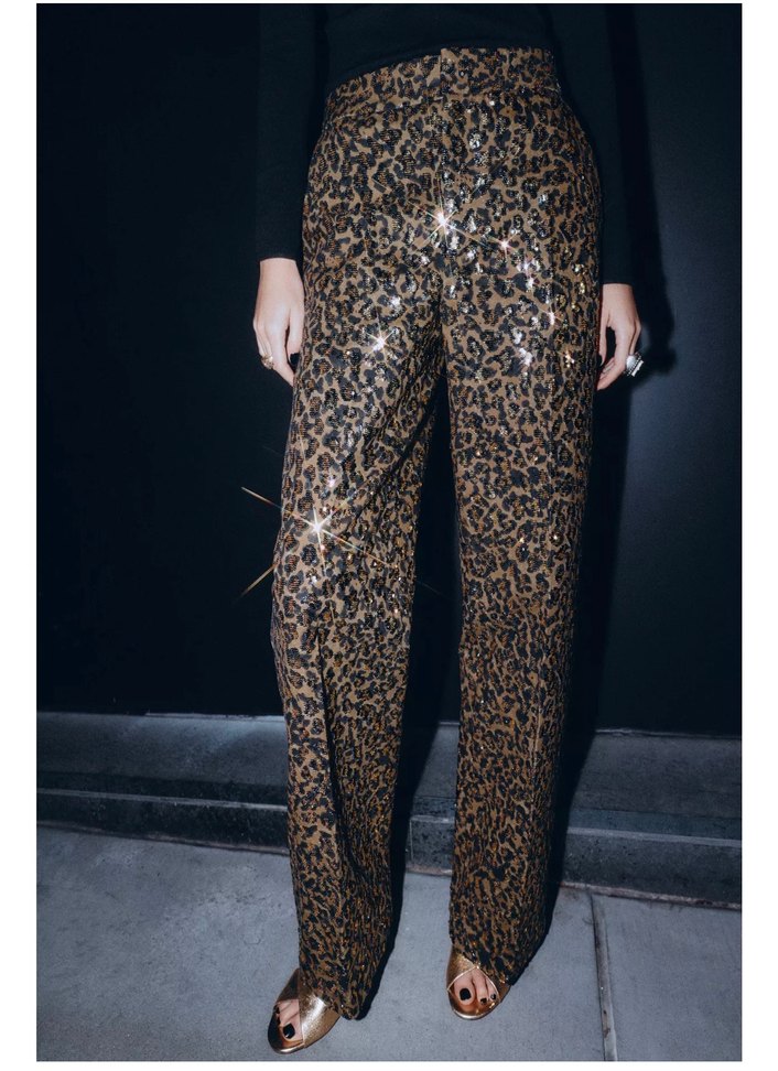 Zara hayvan desenli pullu straight pantolon - Görsel 2