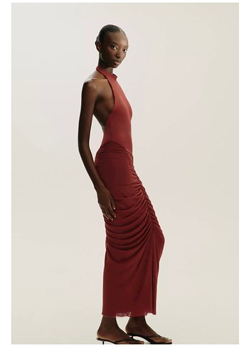 Zara kombinasyonlu halter yaka tül elbise - Görsel 3