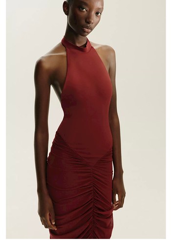 Zara kombinasyonlu halter yaka tül elbise - Görsel 2