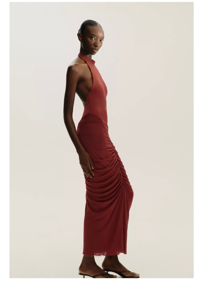 Zara kombinasyonlu halter yaka tül elbise - Görsel 3