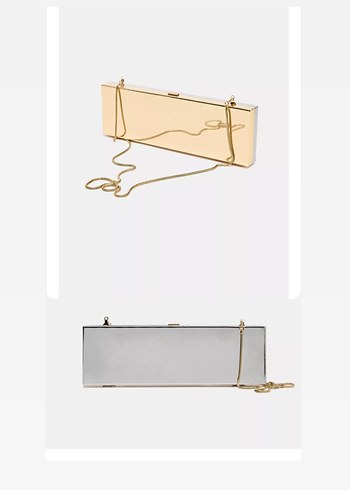 Zara çift taraflı sert metalik clutch - Görsel 4