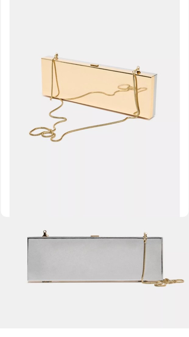 Zara çift taraflı sert metalik clutch - Görsel 5