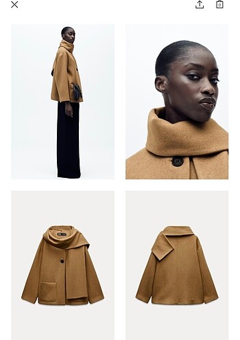 xs Beden camel Renk Zara atkılı yün kaban