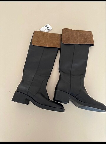 Zara inek derisi dize kadar çizme