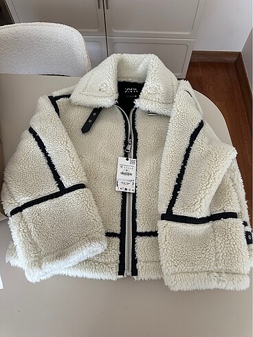 Zara suni yünlü biker ceket zw