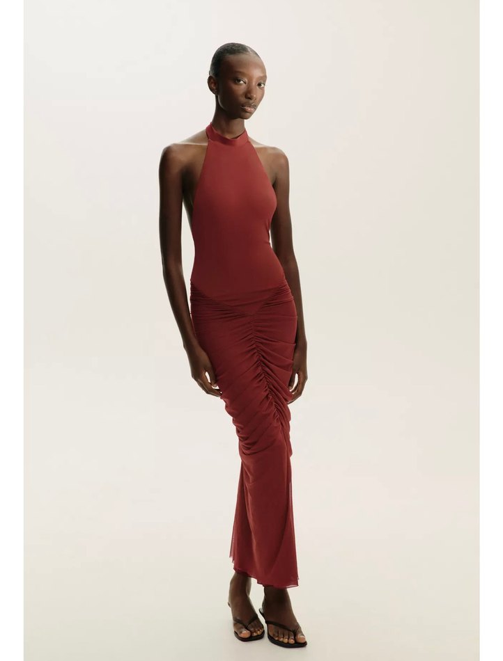 Zara kombinasyonlu halter yaka tül elbise - Görsel 3