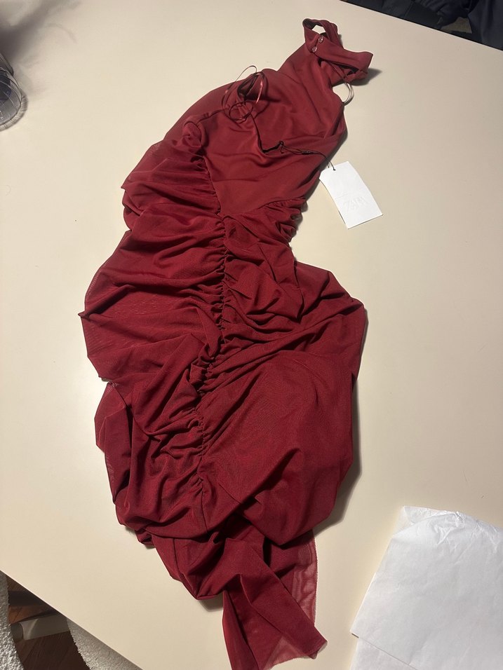 Zara kombinasyonlu halter yaka tül elbise - Görsel 2